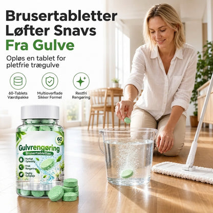 🧹50% rabat nu! Multifunktionelle gulvrens-brusetabletter – 60 stk. grønne renses tablets, fjerner snavs fra gulve, uden rester til træ- og flergulve.
